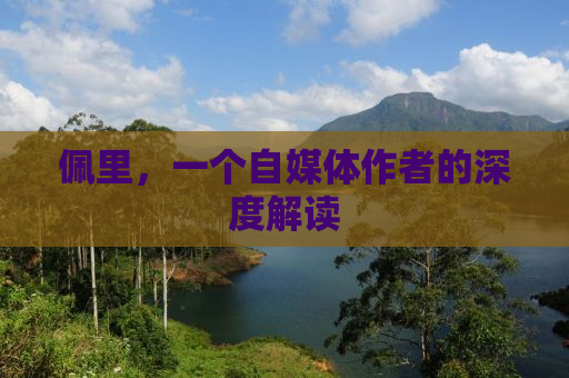 佩里，一个自媒体作者的深度解读